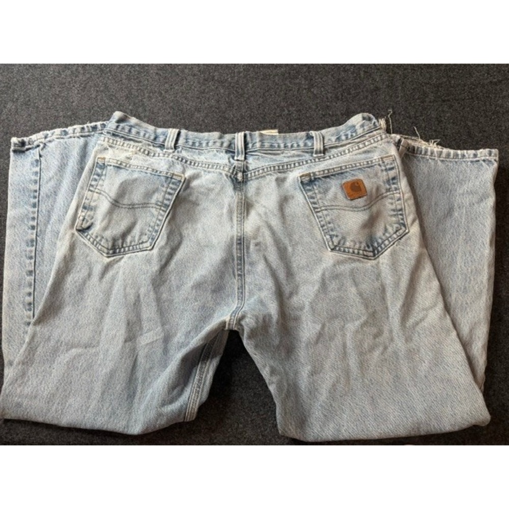 Carhartt B460 LVB Relaxed Fit Light Wash Blue Denim Jeans Mens 42x30 Distressed - Picture 2 of 3